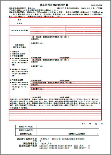 矯正歯科治療契約書のひな形